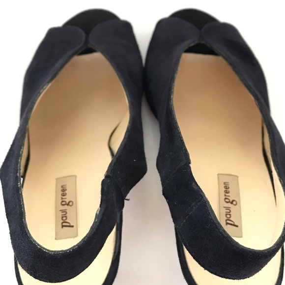 PAUL GREEN Avanti Blue Suede Heels Slingback Peep Toe Heeled Sandals Size 9 - Picture 10 of 16